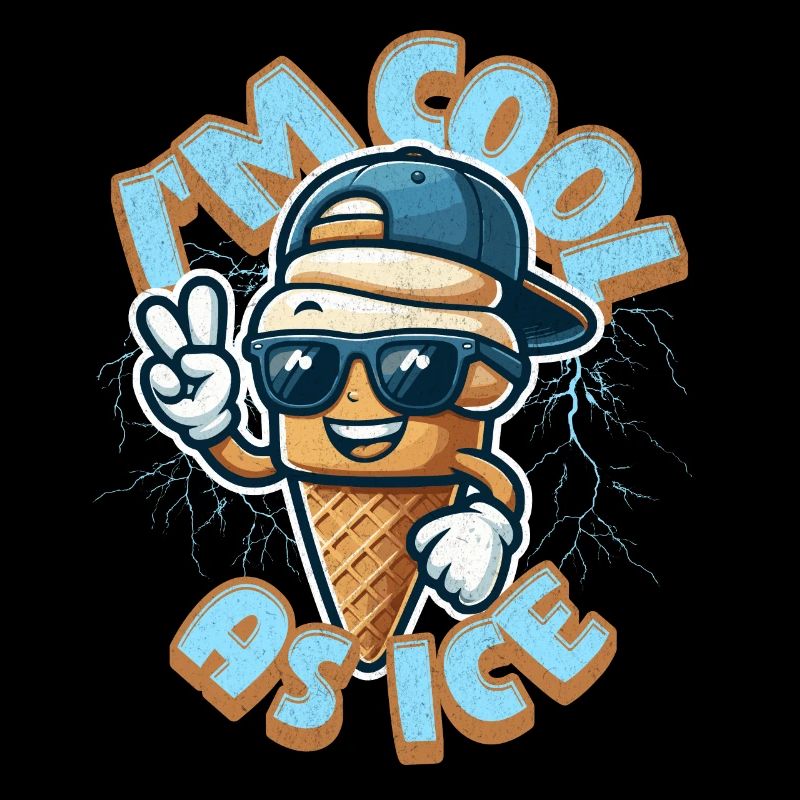 Je suis cool comme la glace - mignonne mascotte de crème glacée Kawaii