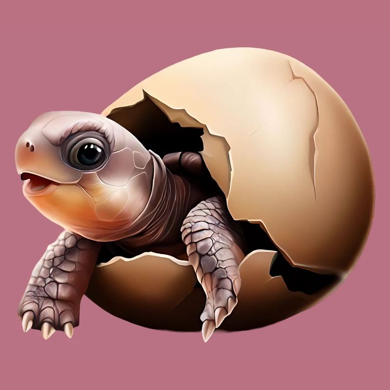 Turtle hatches from the egg