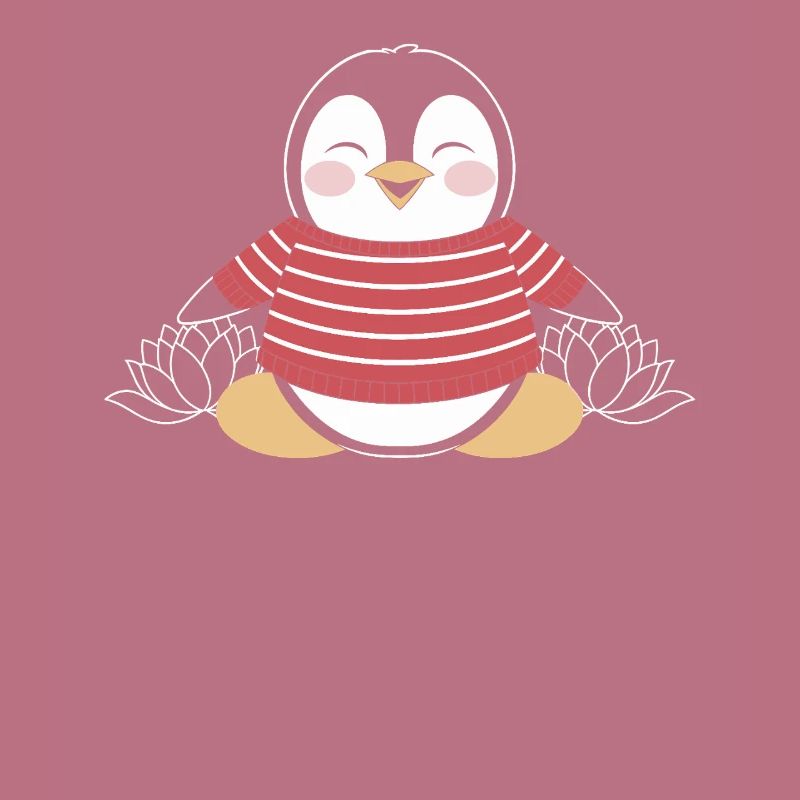 Pingouin méditant en pull rayé