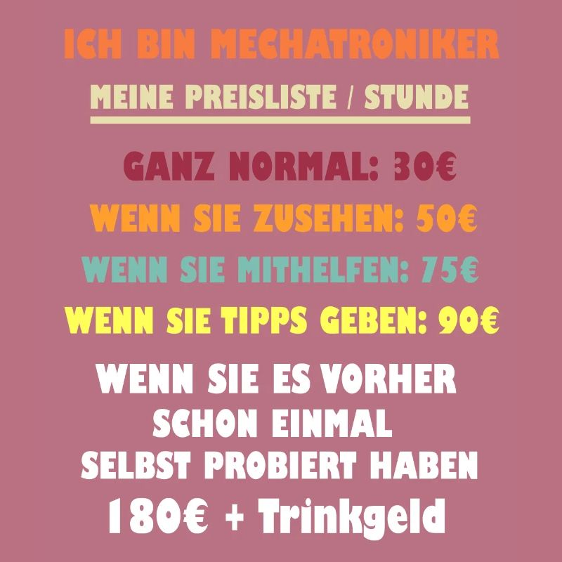 Ich bin Mechatroniker Preisliste