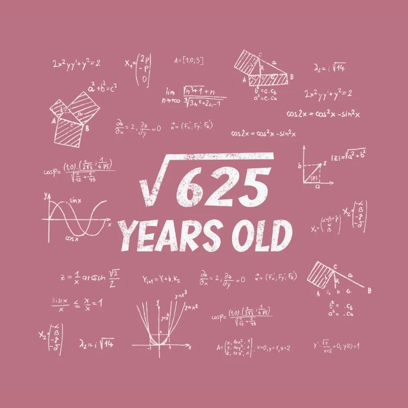 Square Root from 625 - 25th Birthday Math Nerd