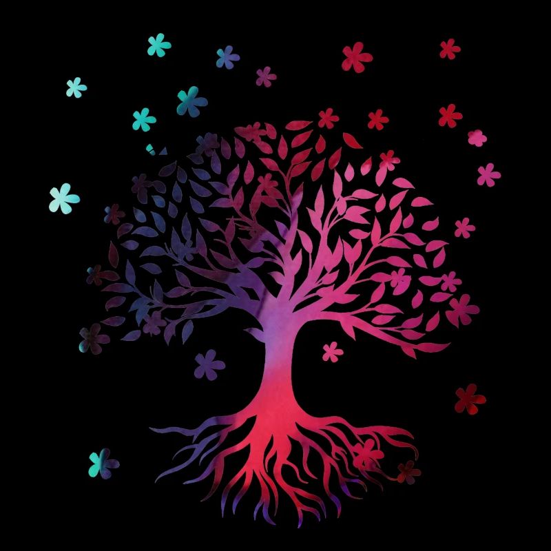 Arbre de Vie,Arbre de Vie,fleurs,coloré,graffiti