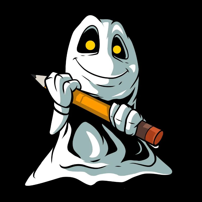Fantôme de dessin animé mignon avec crayon