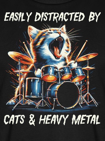 Kat Heavy Metal Musik Humor Sjov Gaveide