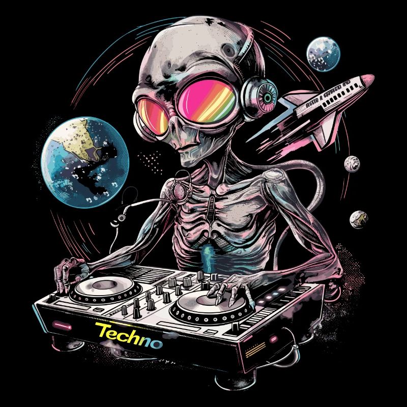 Techno DJ Rave Dancefloor Alien