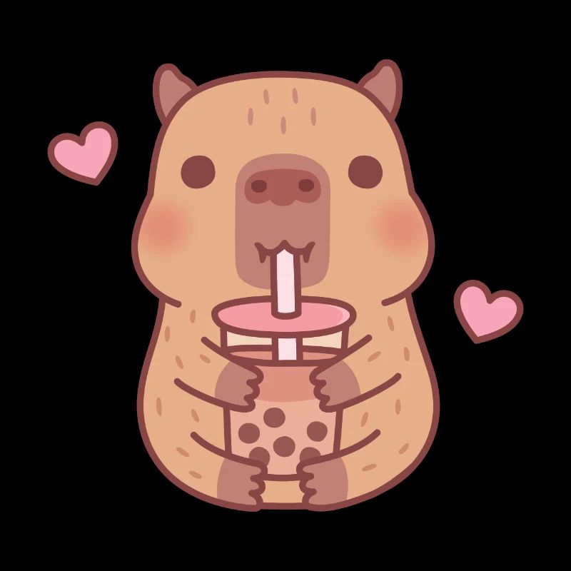 Mignon Capybara aime le thé à bulles