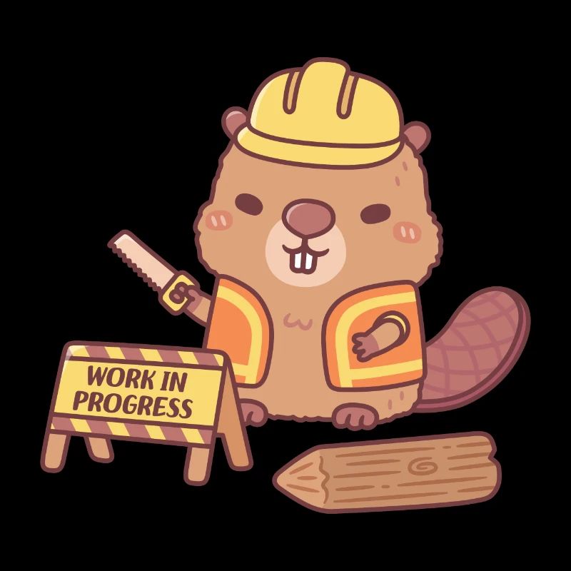 Cute Beaver Construction Cartoon Work In Progress