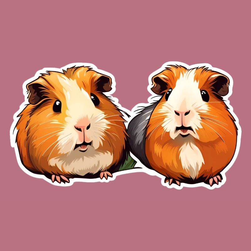 Illustration d’autocollant de cochon d’Inde mignon - Cochons d’Inde