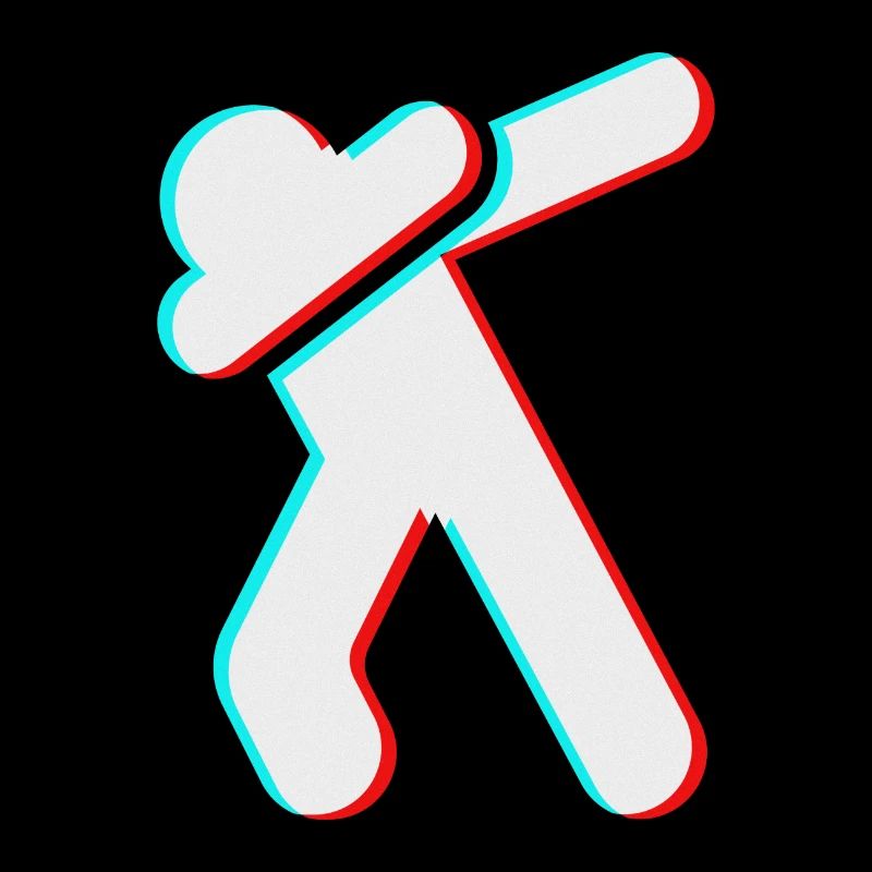 Tik Tok Filter Glitch 3D Dab Stickfigure red blue