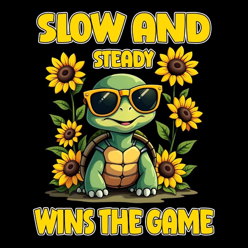 Langsam und stetig gewinnt das Spiel - Cute Turtle Design
