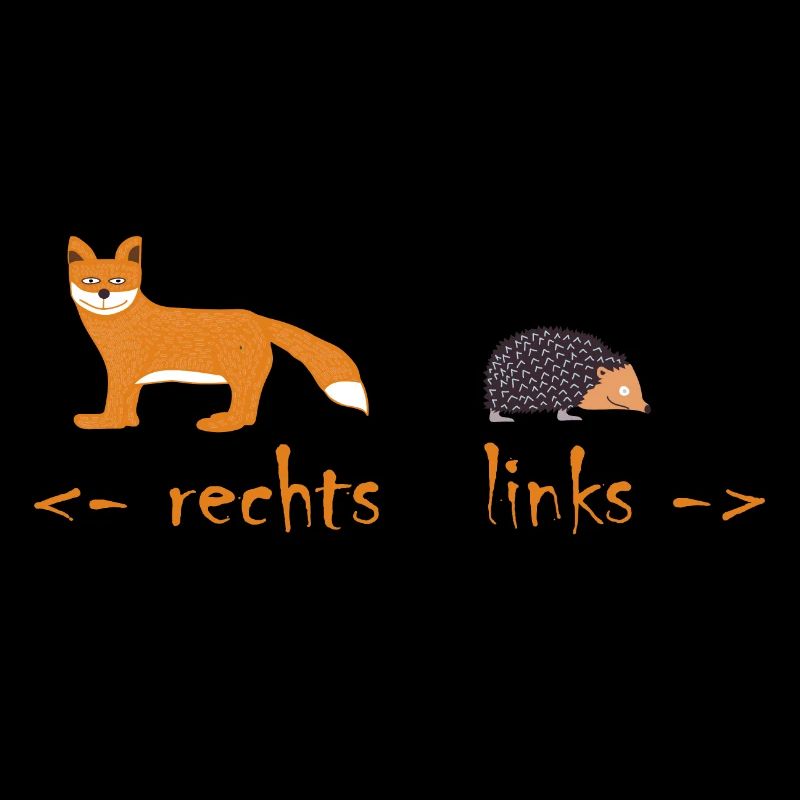 Fox and hedgehog with help for right and left