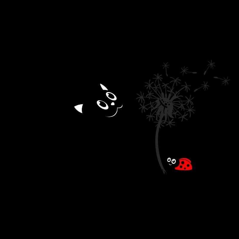 Spring design - cat, dandelion, ladybug