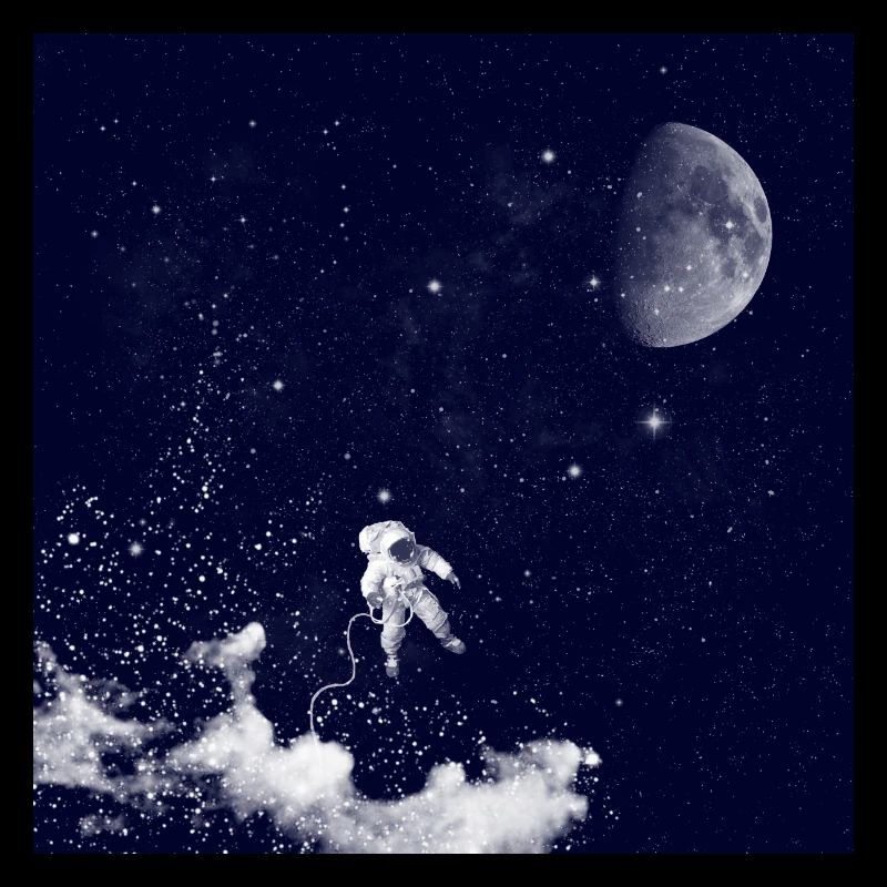 Dans l'espace, planètes et astronaute dans la nébuleuse