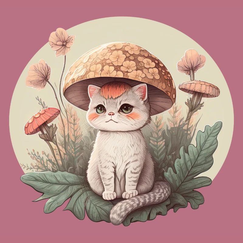 Esthétique Cat Toadstool Hat Mushroom Cottagecore