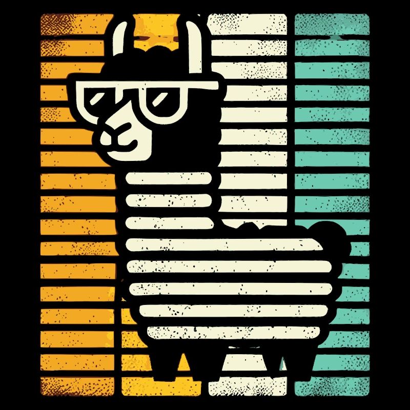 Retro Llama Alpaca with Sunglasses Comic Art