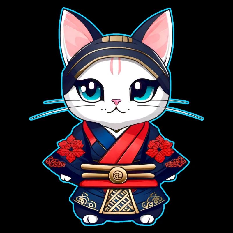 Cute samurai cat