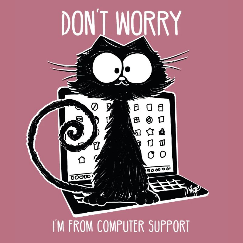 Black Cat Funny Saying Computer Support