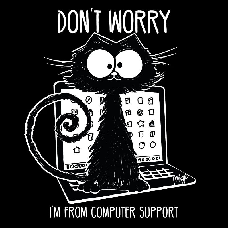 Black Cat Funny Saying Computer Support