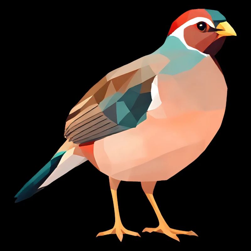 Red-headed Bird low poly