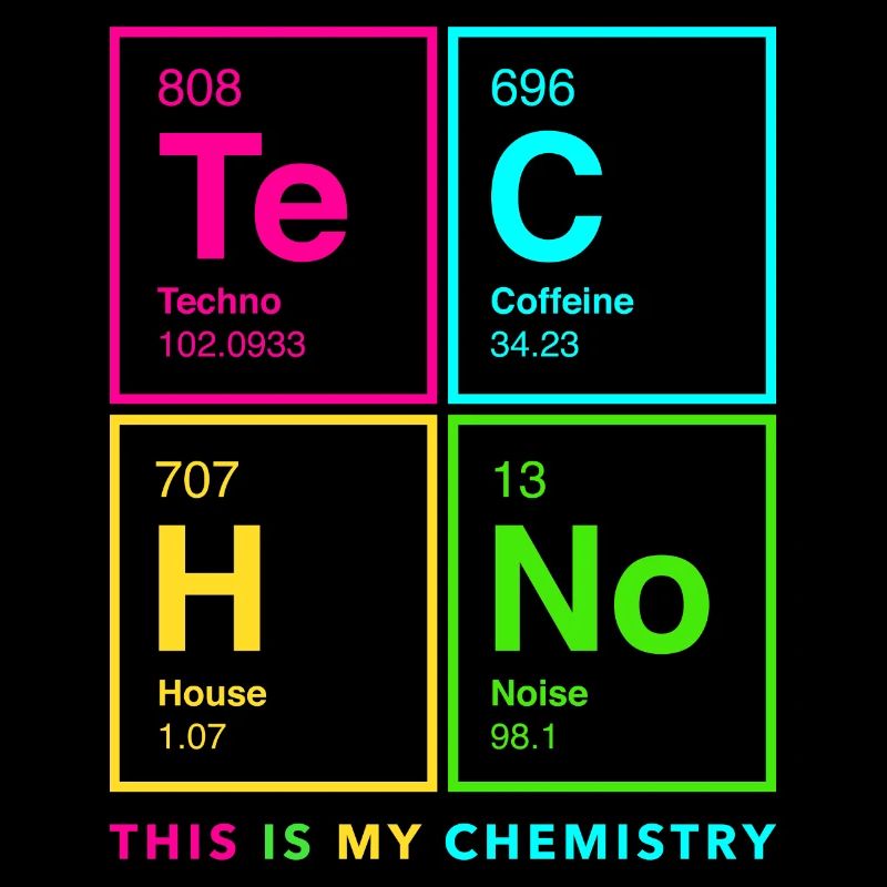Te-C-H-No Periodensystem von Techno, EDM, Rave DJ