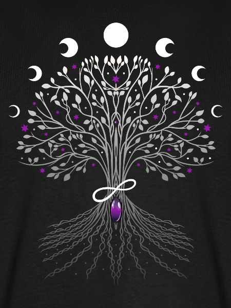 Yggdrasil Weltesche Lebensbaum mit Mondphasen