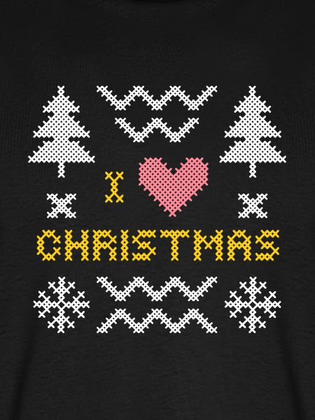 Festliches Strickherz mit Weihnachtsbäumen