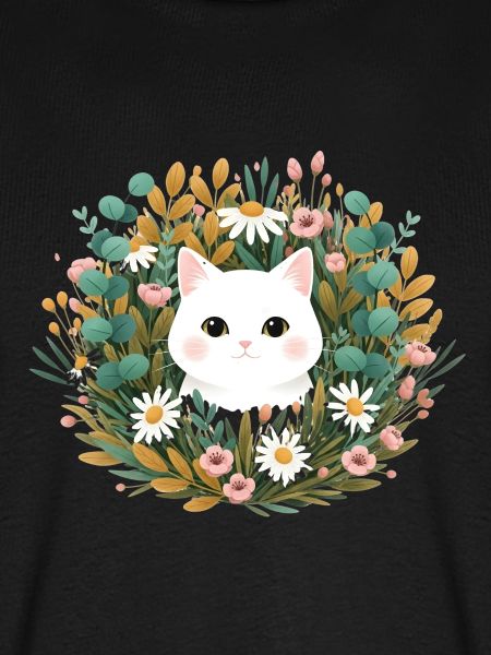 Katzenkopf im Blumenkranz