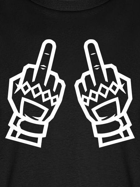 Zwei Mittelfinger Handschuhe Weiß Symbol
