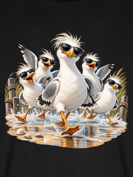 Coole Strandmöwen mit Sonnenbrillen