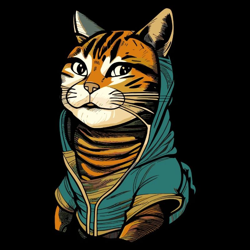 Illustration cool d’un chat avec sweat à capuche
