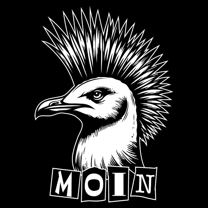Moin Norddeutscher Gruß Möwe mit Irokesenfrisur