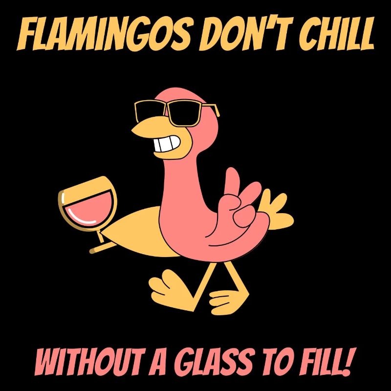 Drôle de flamant rose avec design de vin