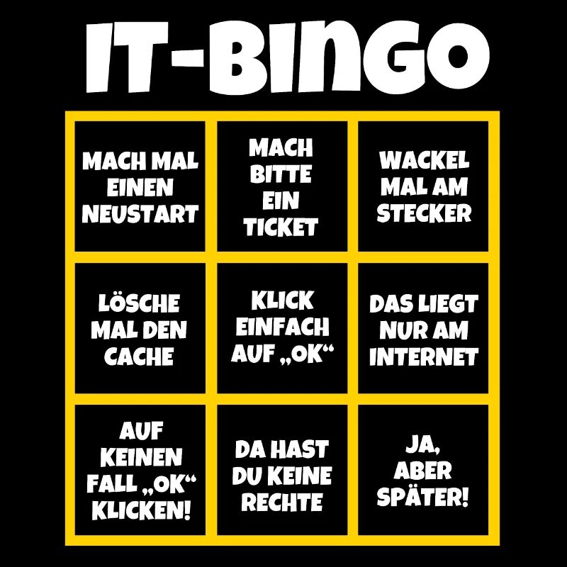 IT Bingo Spiel Büro Computer Glücksrad