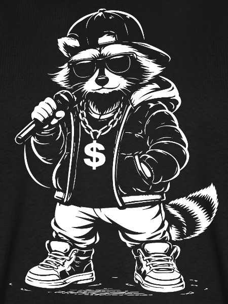 Rappender Waschbär mit Bling