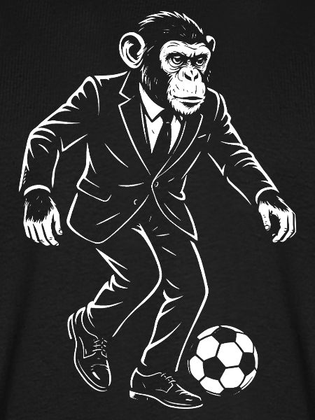 Eleganter Affe spielt Fußball