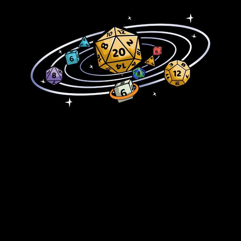 D20 Dice Planets Retro Solar System Vintage RPG
