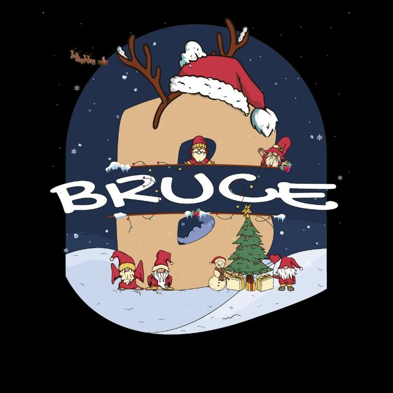 Génial Bruce Name w Santa Hat dans le thème de Noël
