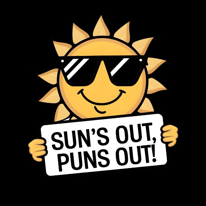 Smiling Sun with Sunglasses "Sun's Out, Puns Out!"