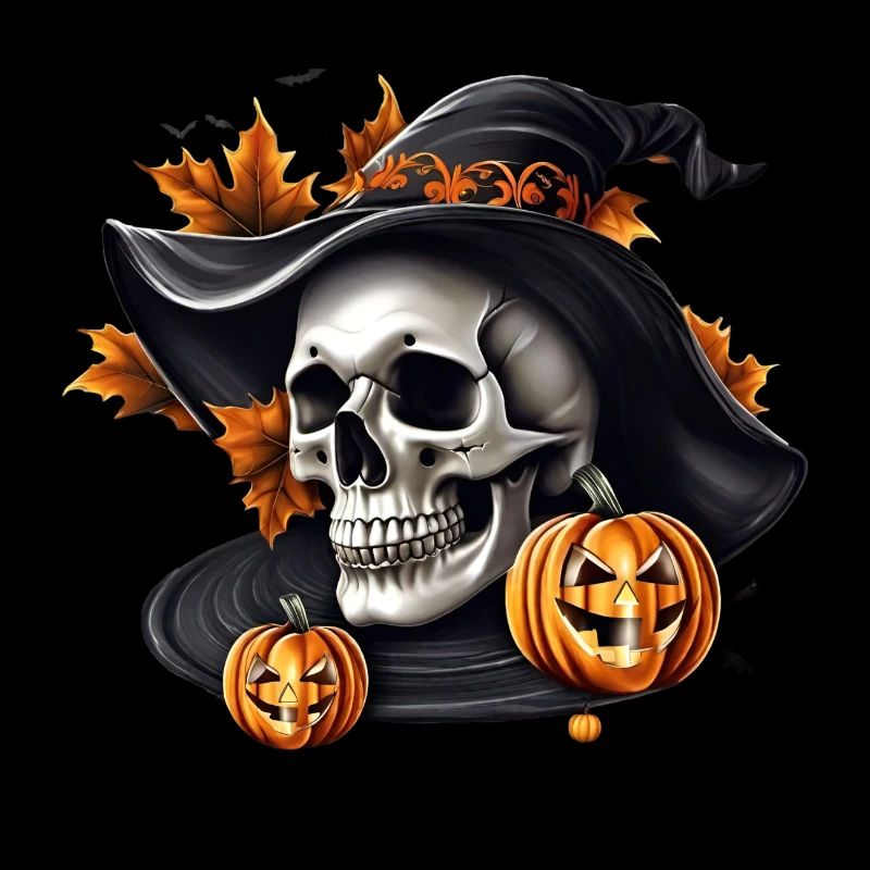Skull with pumpkins