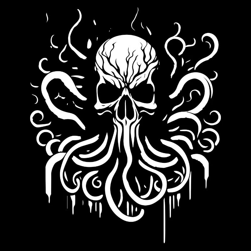 skull octopus rock and roll design