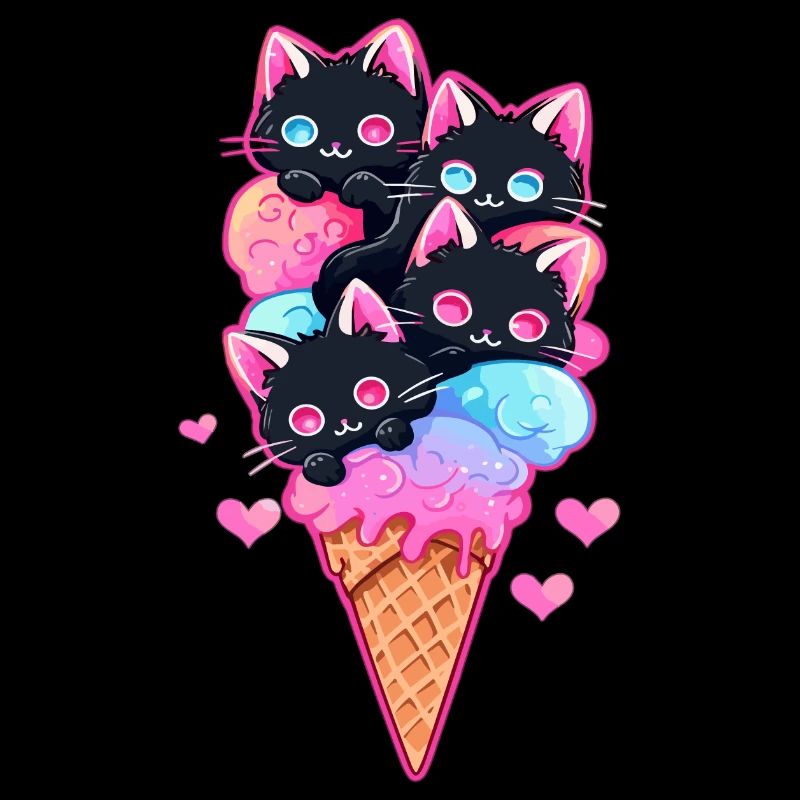 Mignon chatons de crème glacée fête de la Saint-Valentin