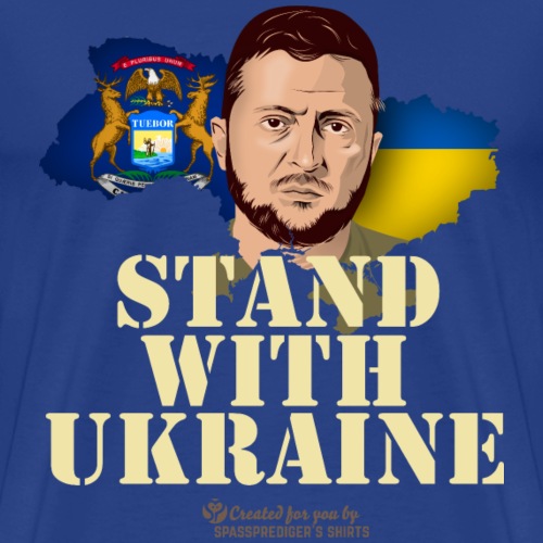 Ukraine Michigan Fahnen Porträt Selenskyj - Männer Premium T-Shirt