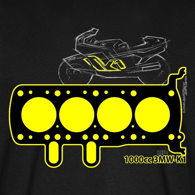 design T shirt BM W K1 gelb emblem