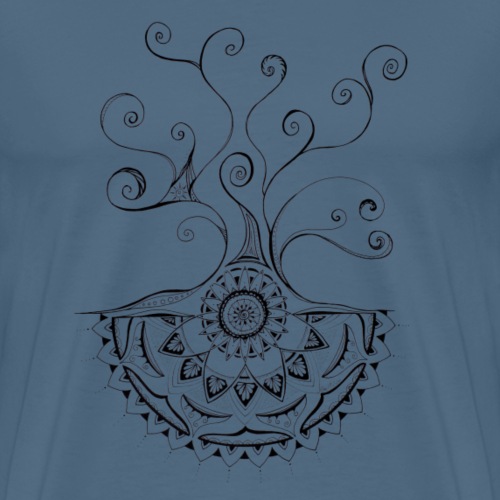 Mandala Baum schwarz, handgemalt - Männer Premium T-Shirt