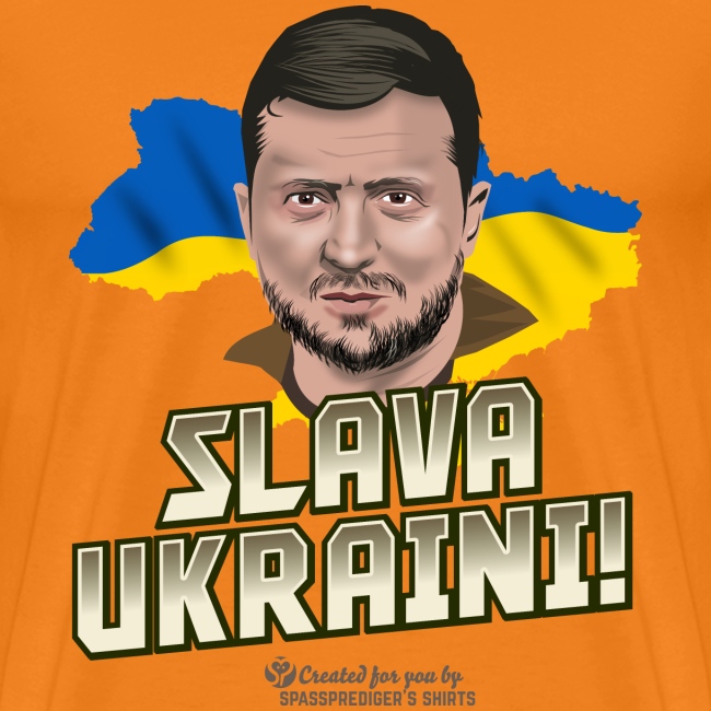 Zelensky Porträt und Slogan Ruhm der Ukraine