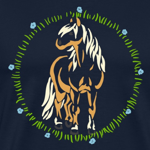 Lustiger Haflinger Bunt Wiese Geschenk Pony Süßer - Männer Premium T-Shirt