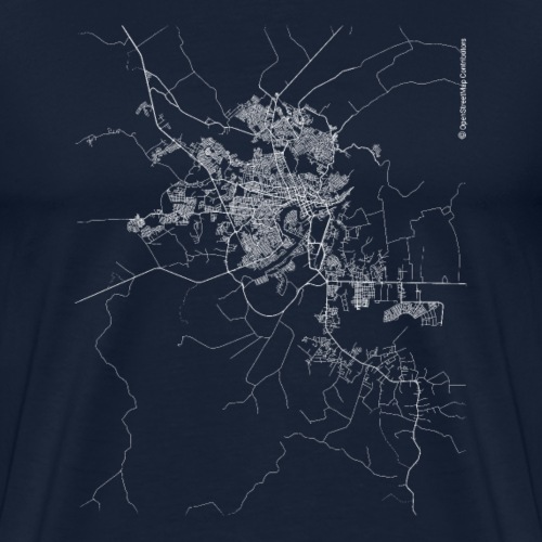 Minimal Rio Branco city map and streets - Men's Premium T-Shirt