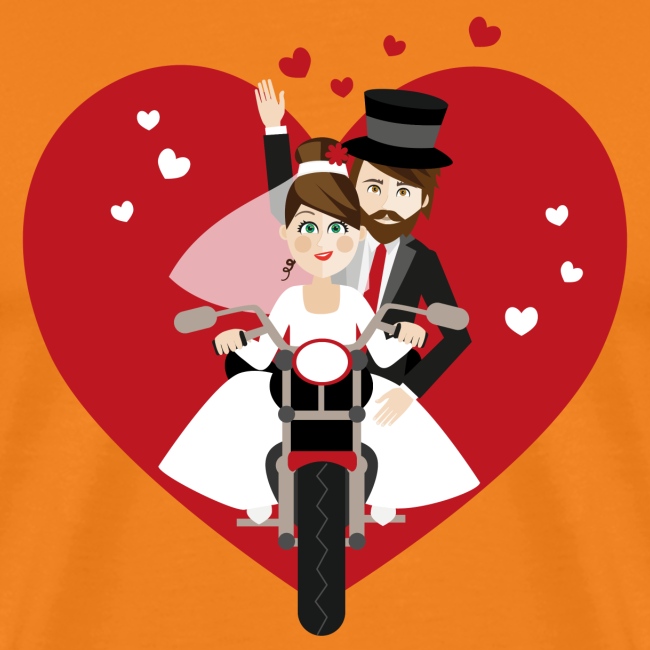 Brautpaar auf dem Motorrad - Rot