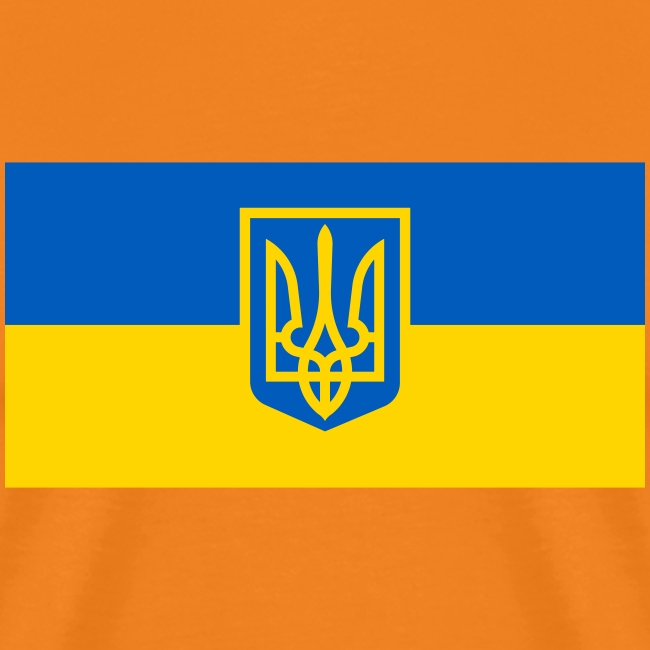 Ukraine Wappen auf Blau Gelb Flagge