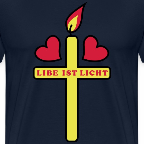 Herzen + Kreuz Liebe ist Licht 3c Spruch Sprüche - Männer Premium T-Shirt